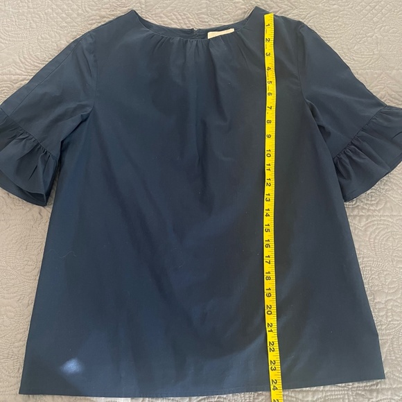 Loft Outlet Ruffle Short Sleeve Blouse Navy Size S - Picture 7 of 7